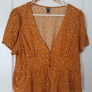 Yellow floral print  blouse